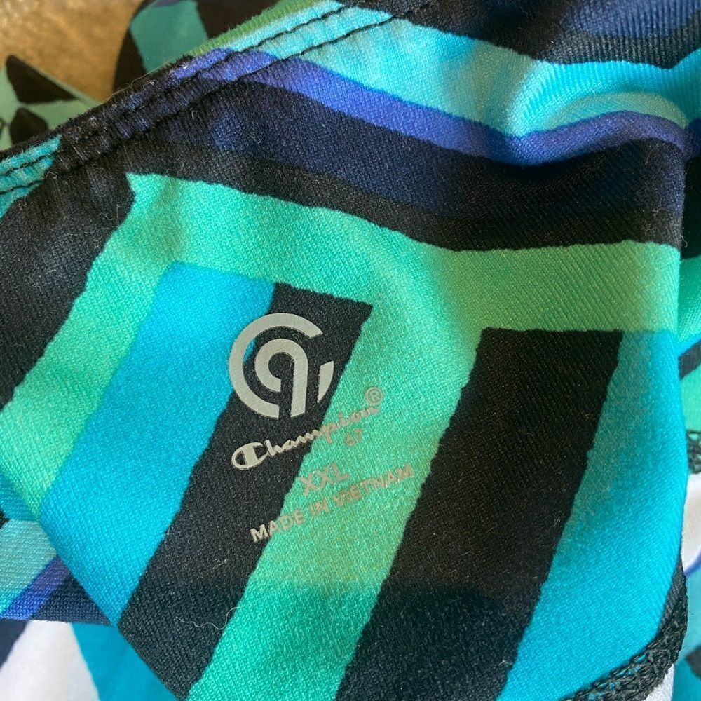 Champion Blue Green Striped Active Leggings XXL - Picture 3 of 4
